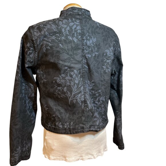FDJ FRENCH DRESSING JEANS Reversible Bomber Jacket L Blue Leaves Stretchy - Picture 5 of 10